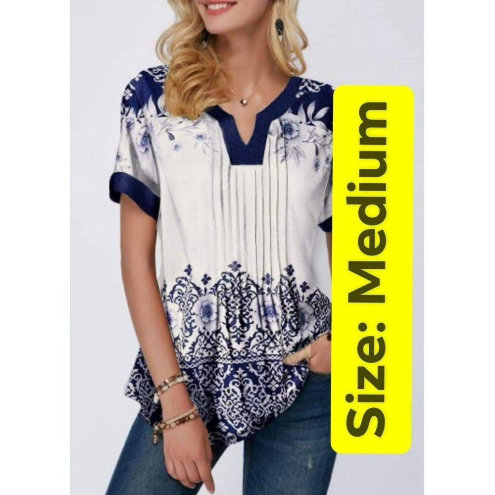 Casual Floral Short sleeve blouse Size M
